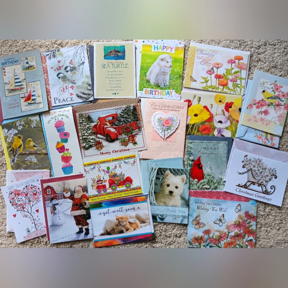 40 Assorted Greeting Cards RANDOM Lot! DIY Scrapbook Crafts - Picture 4 of 5